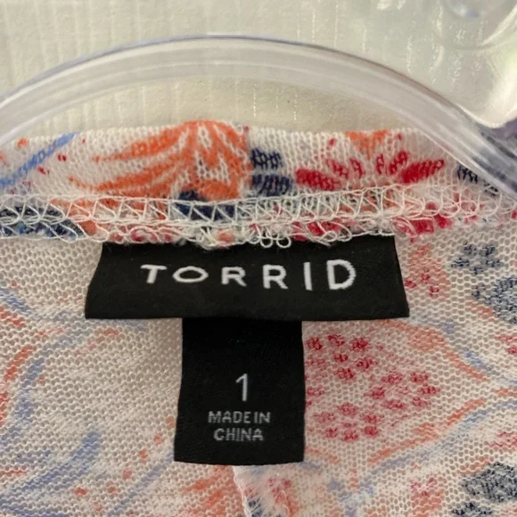 Torrid Multi-Color Floral Print Pattern Short Sleeve Open Front Cardigan… - Picture 5 of 12